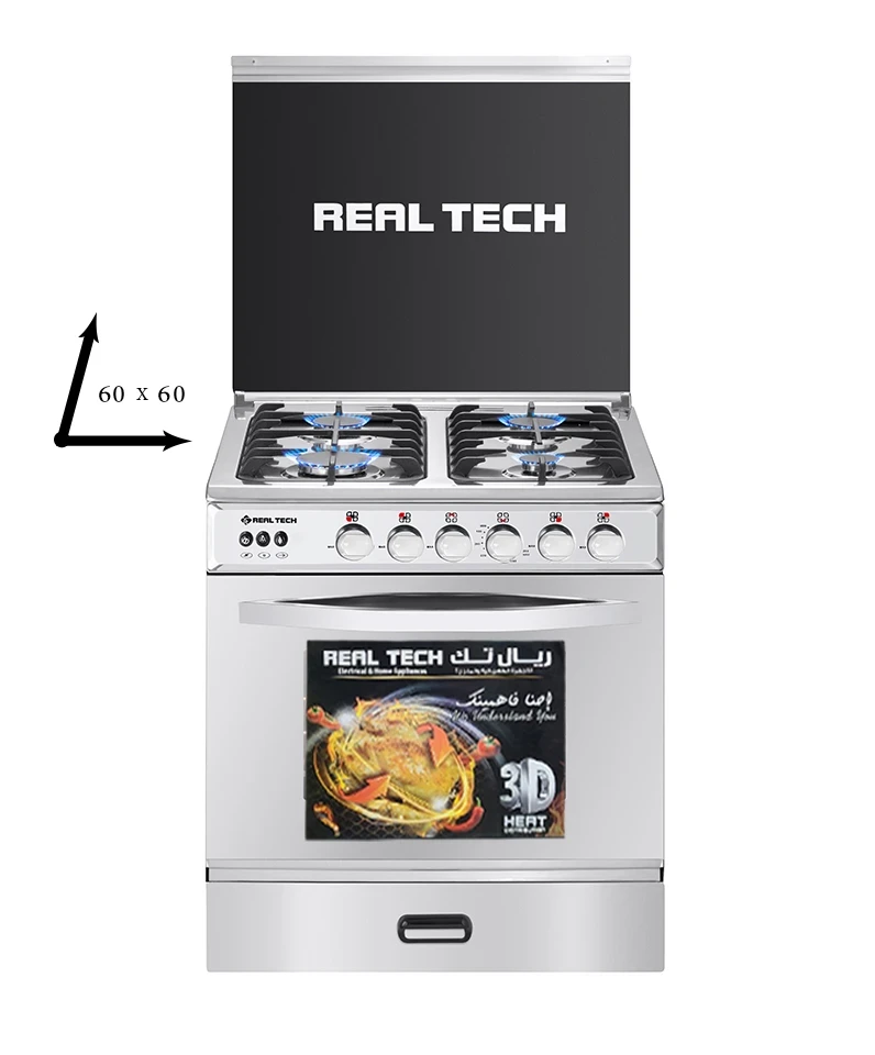 فرن غاز ريال تك 60×60 مدرع استيل 100% مواصفات كاملة – موديل 909 - صورة المنتج 2