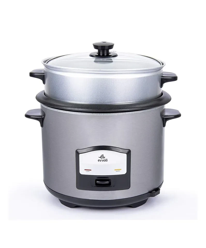 جهاز طهي الارز 2 في 1 مع جهاز بخار من ايفولي سعة2لتر 750 واط فضي EVKA-RC6501S