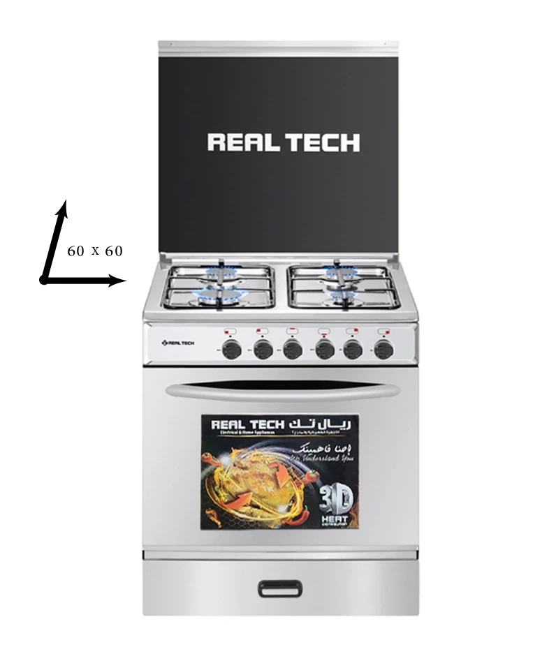 Hover image for فرن غاز ريال تك 60×60 استيل 80% – موديل 910
