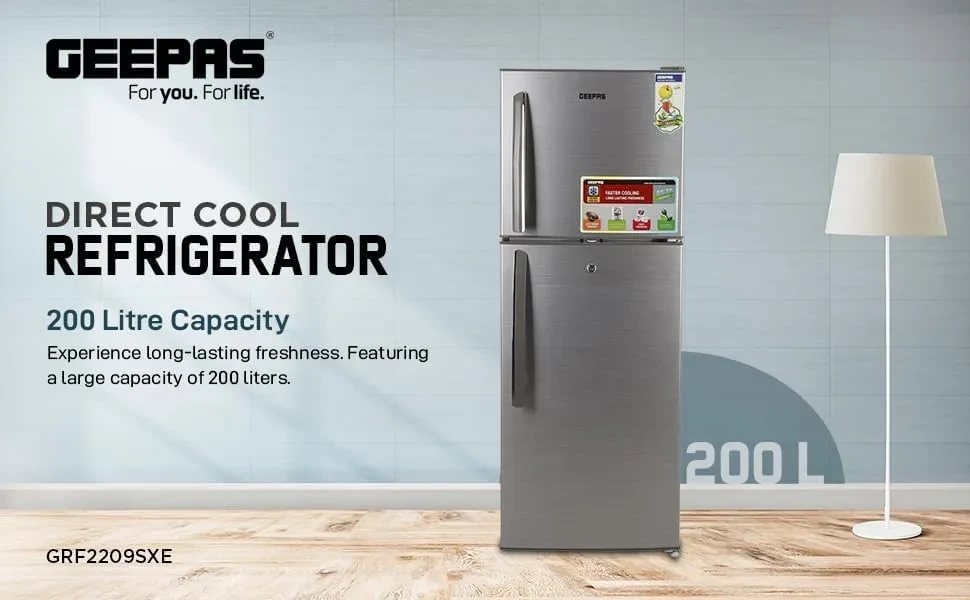 ثلاجة جيباس وقافي بابين ثلج سعة 200 لتر موديل GRF2209SXE - صورة المنتج 8