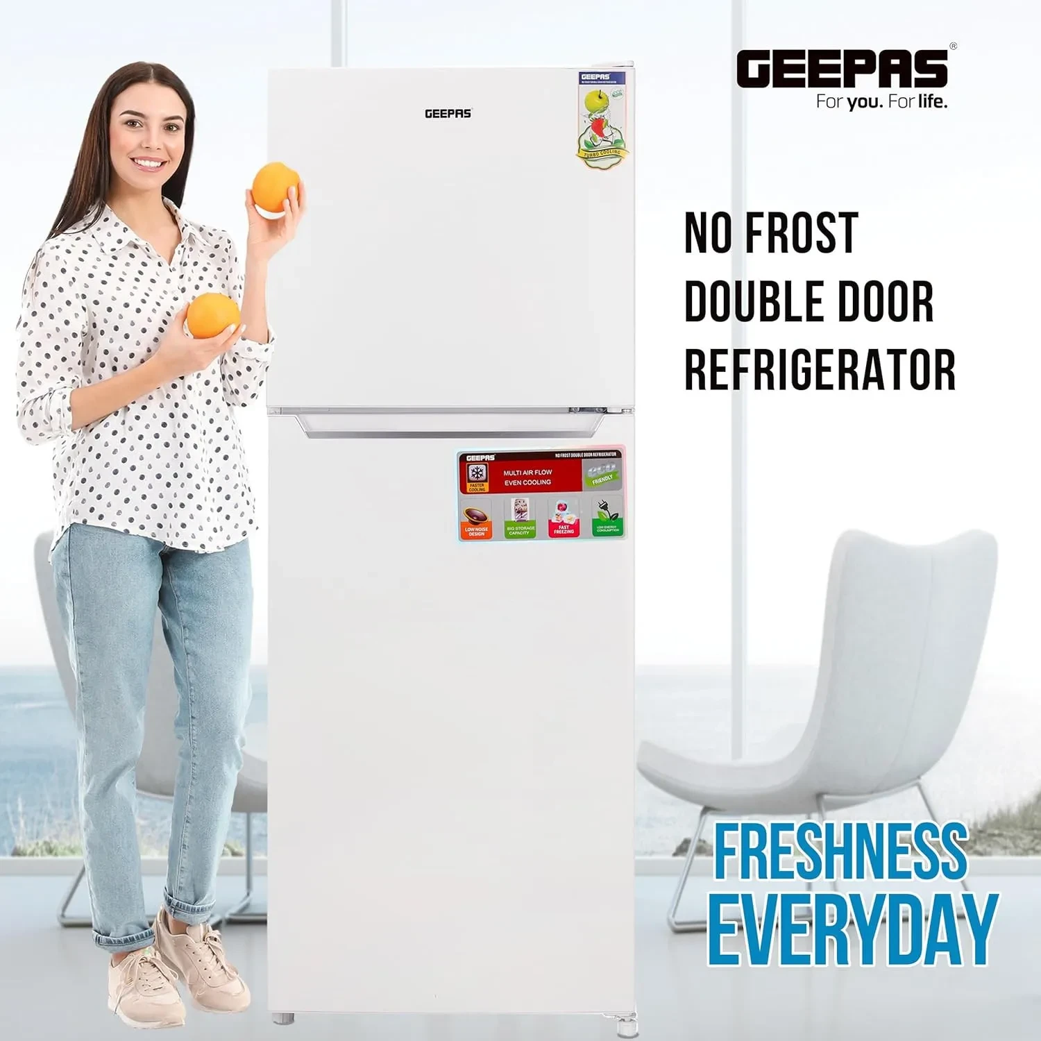 ثلاجة وقافي جيباس سعة 270 لتر  موديل : GRF2708WPN-U - صورة المنتج 6