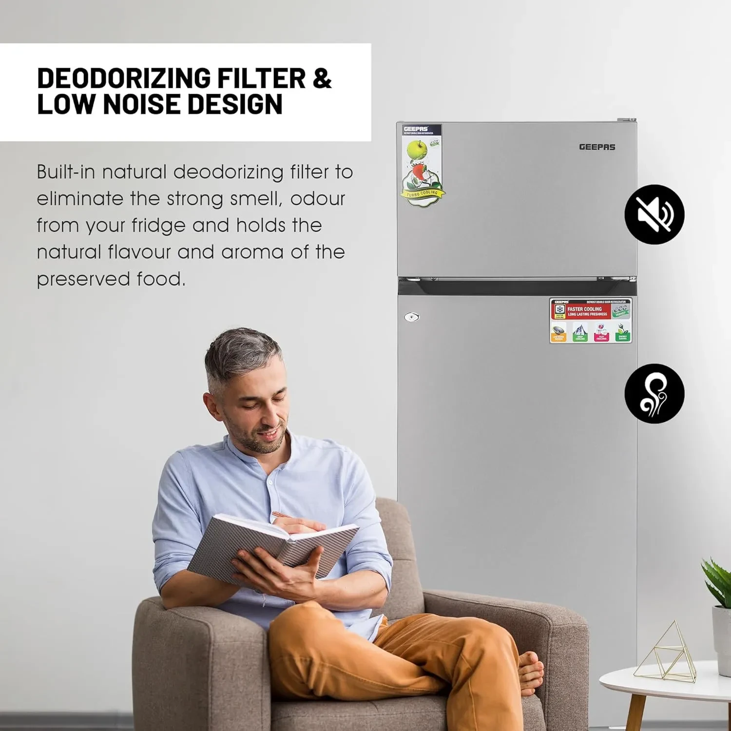 ثلاجة جيباس وقافي بابين ثلج سعة 240 لتر موديل:GRF2400SXE - صورة المنتج 7